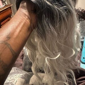 Elegant Black and Gray Ombre Wig